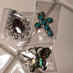 3 Pendants for a necklace cross/Butterflies
